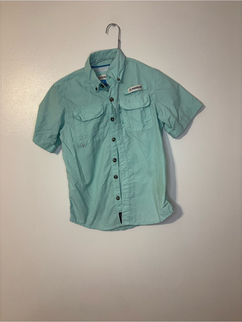 Magellan Outdoors Men’s Short Sleeve Button-Down Shirt - Mint Green